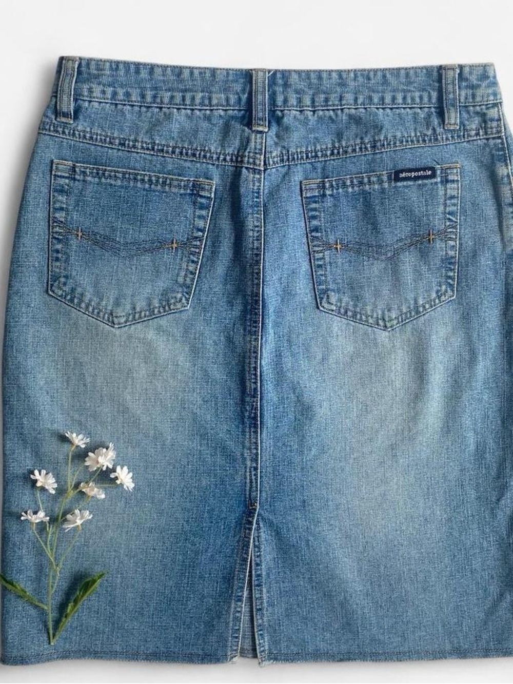 Vintage low rise denim midi skirt - Picture 2 of 8